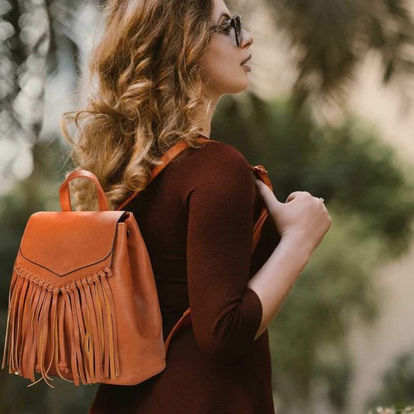 Leather Backpack Purse for Women Tassel Casual main image 5